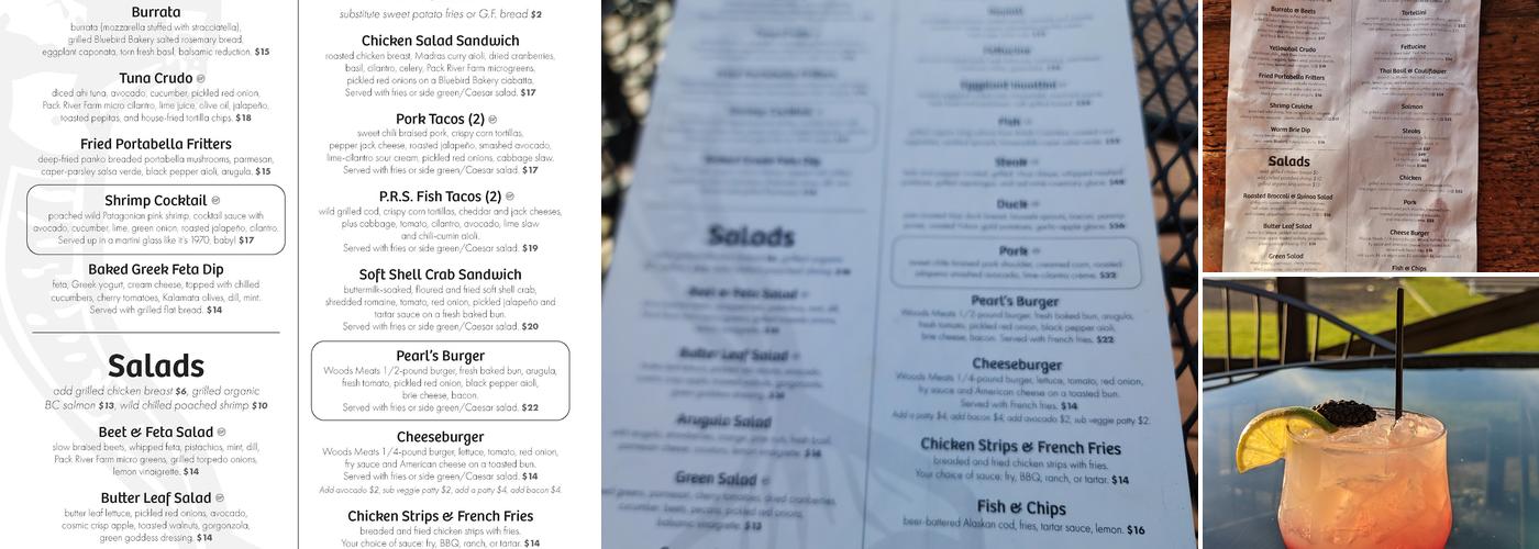 Pearl's on the Lake Menu