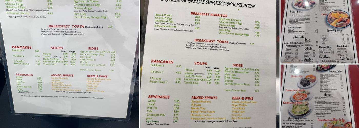Maria Bonita Mexican Kitchen Menu