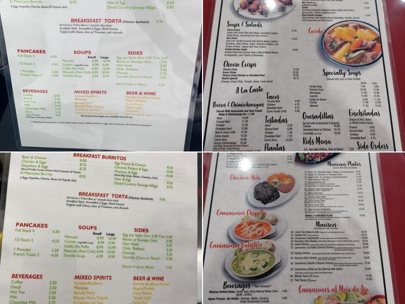 Maria Bonita Mexican Kitchen Menu