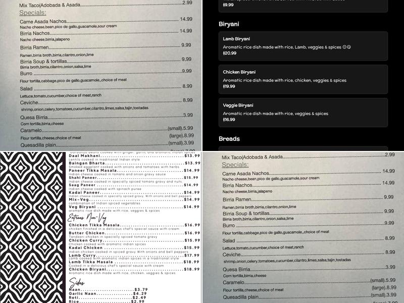 Twisted Indian Menu
