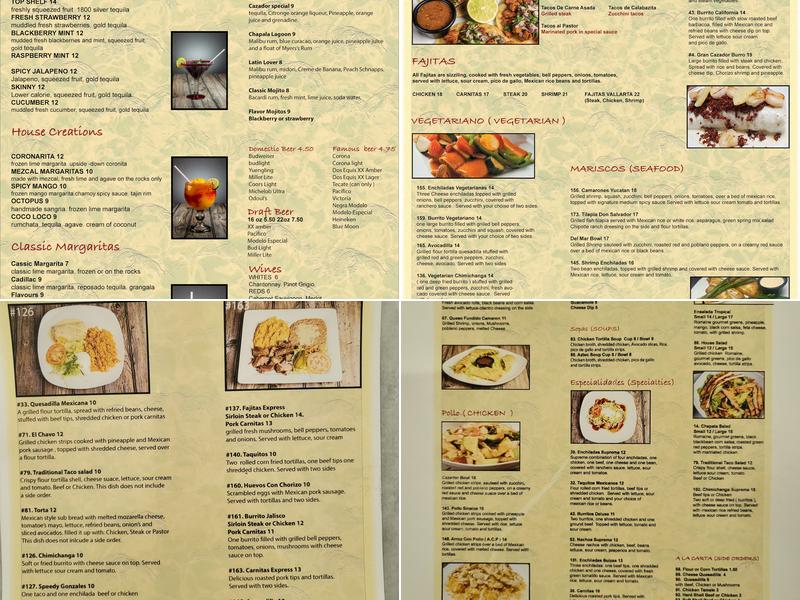 Cazador Mexican Grill Menu