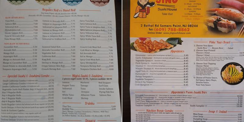 Jing Sushi House Menu