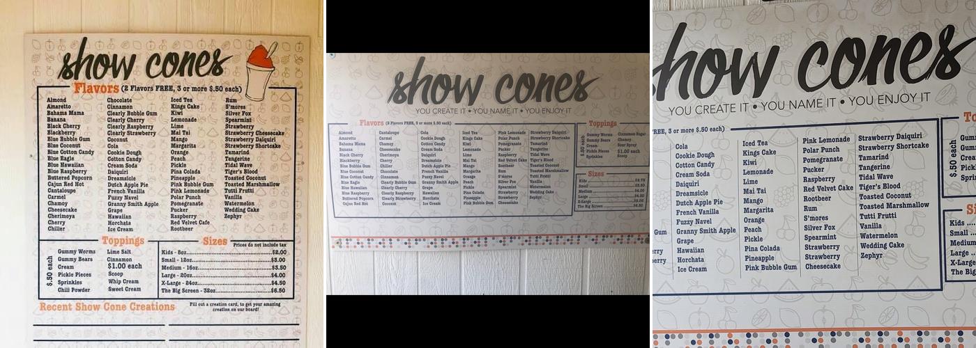 Show Cones Menu