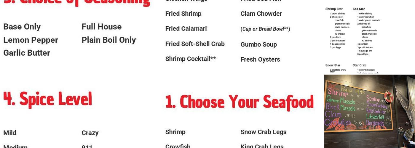 STAR CRAB Menu