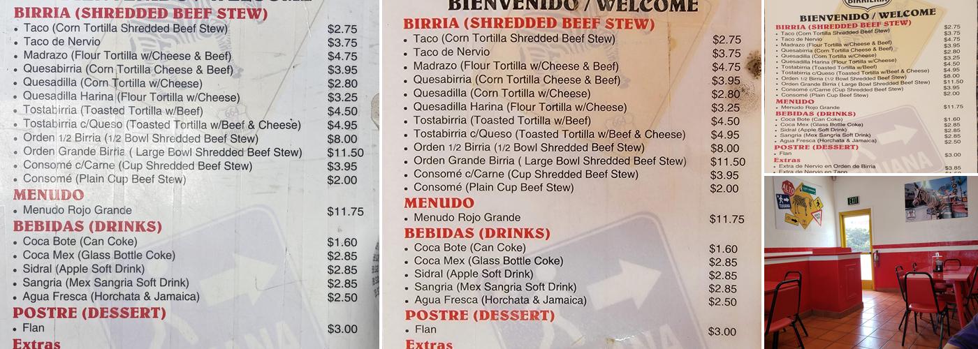 664 TJ Birrieria Menu