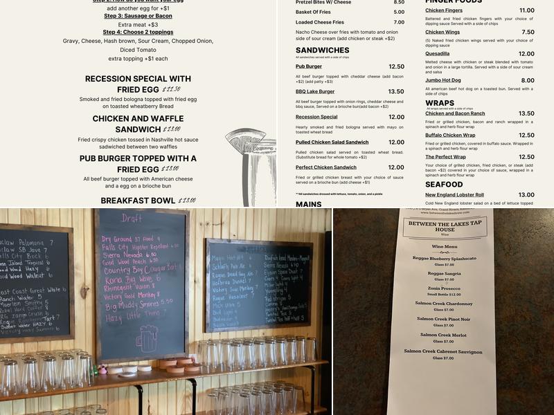 Between The Lakes Tap House Menu