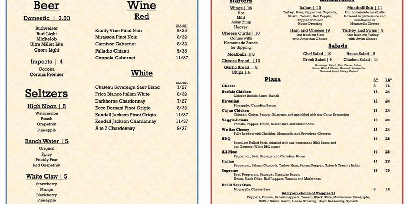 Pickwick Pizza CO Menu
