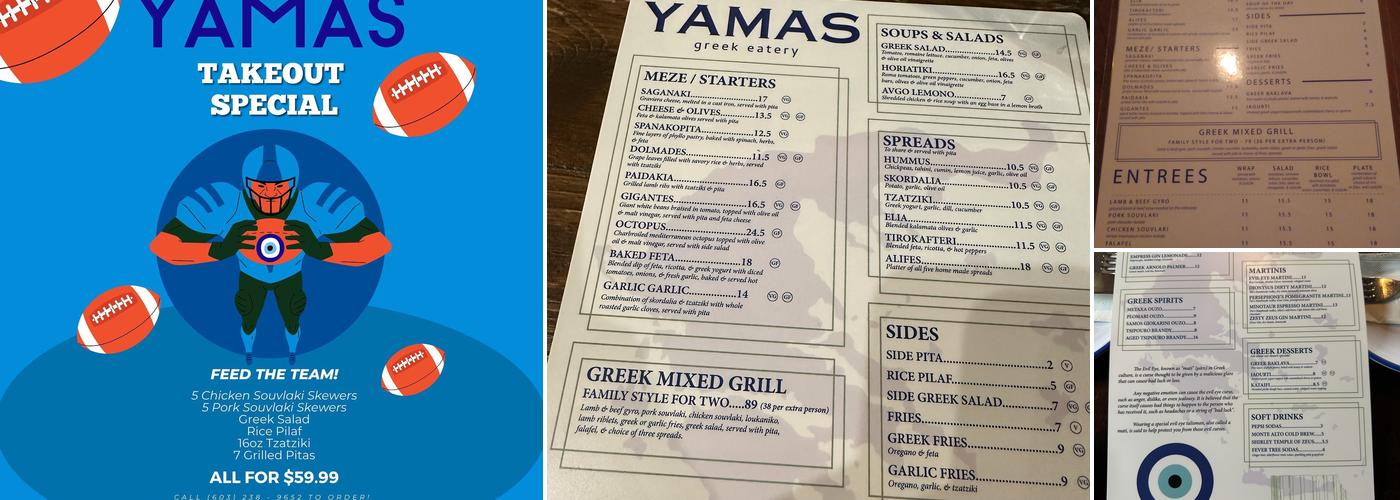 YAMAS Greek Eatery Menu