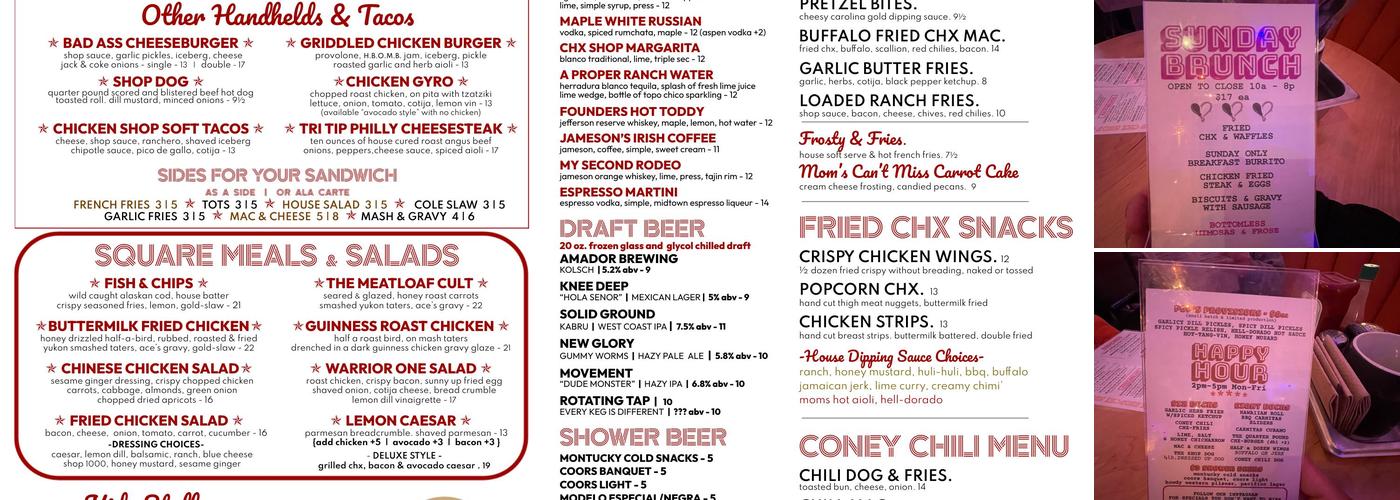 Mom & Pop Chicken Shop Cameron Park Menu