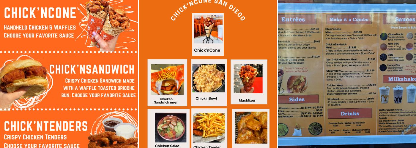 Chick'nCone Menu