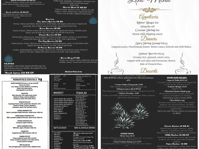 Bravo Tex-Mex Restaurant Menu