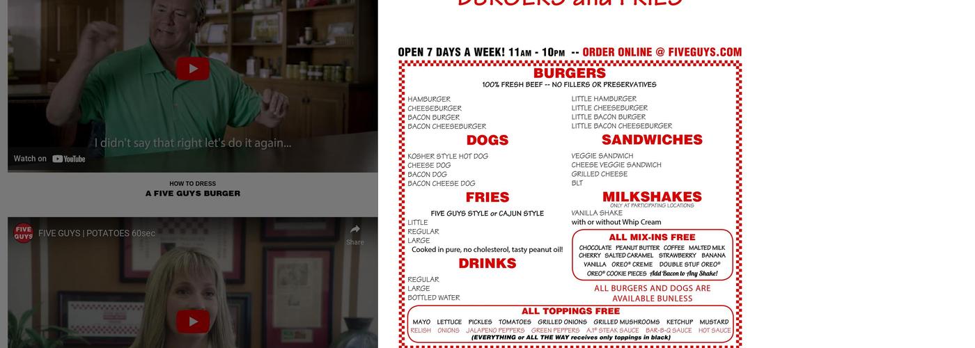 Five Guys Menu
