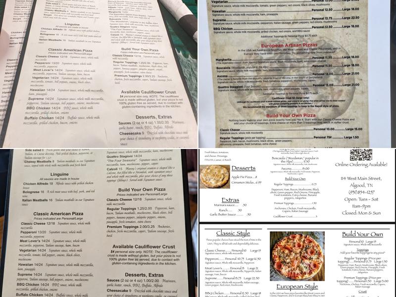Manny’s Wood Fire Pizza Menu
