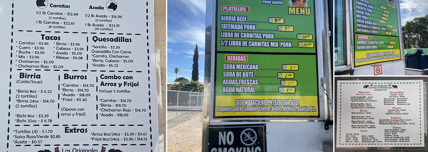 Carnitas el michoacano Menu