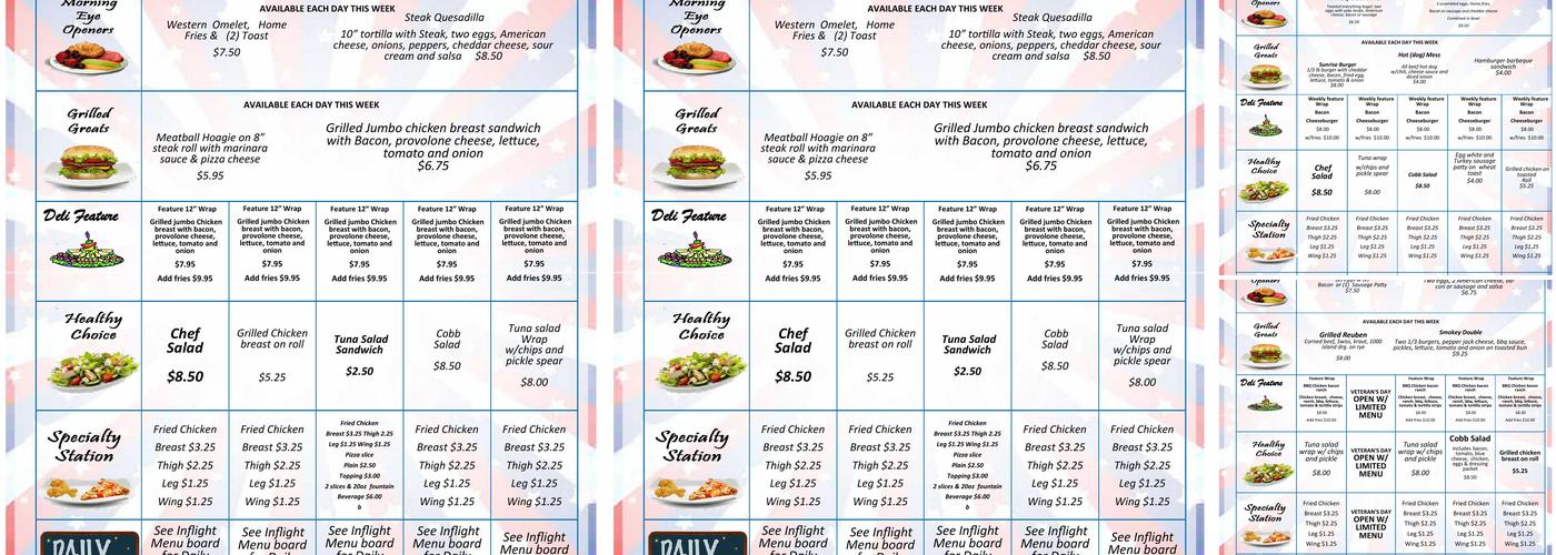 Inflight Café - Defense Dining Menu