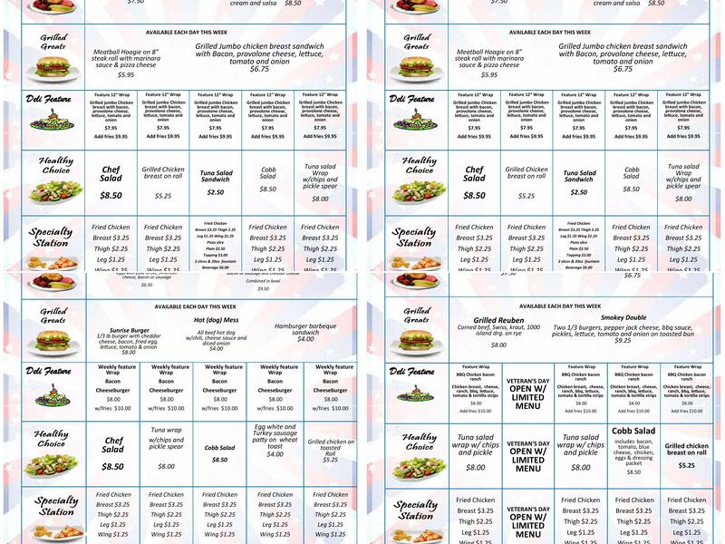 Inflight Café - Defense Dining Menu