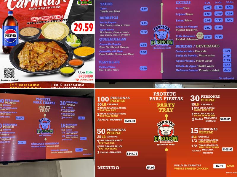 Carnitas El Rincon - Northgate Menu