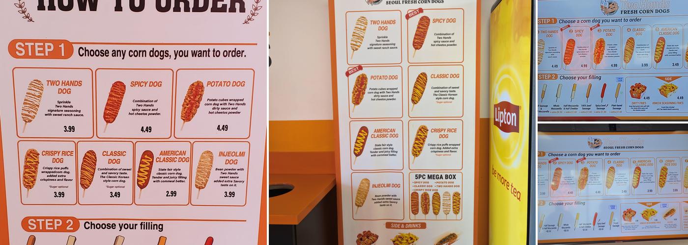 Two Hands Corn dogs Menu