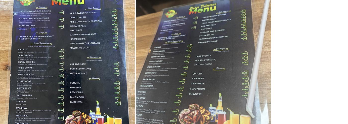 Rockyaad Jamaican Restaurant Menu