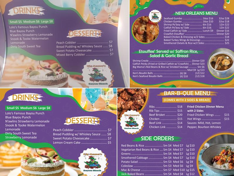 Big Mama's Bayou Shack Menu
