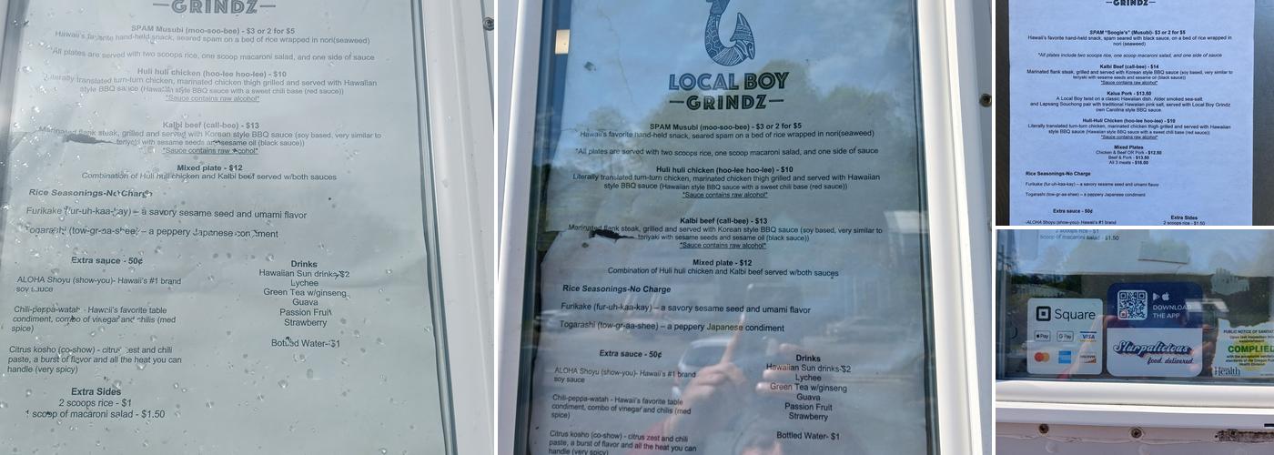 Local Boy Grindz Menu