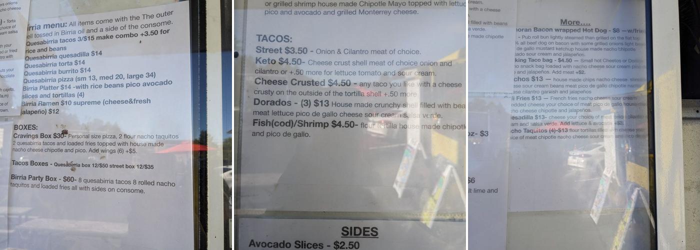 Taqueria Los Compas LLC Menu