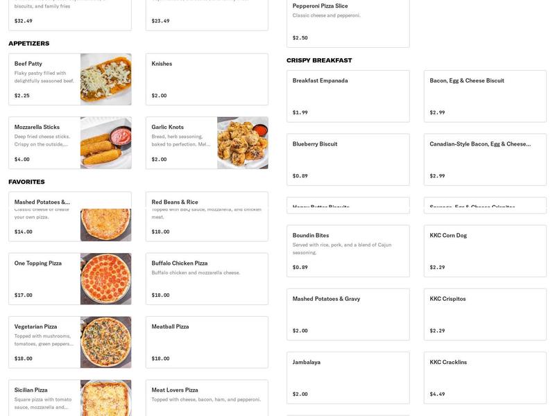 Krispy Krunchy Chicken & Pizzeria Menu