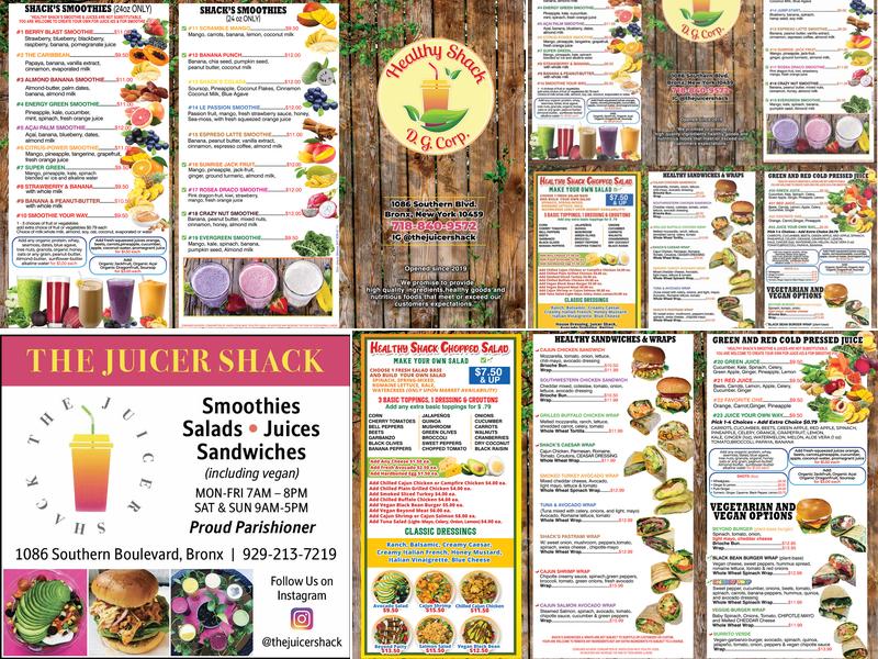 HEALTHY SHACK D. G. Corp. Menu