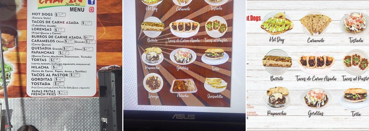 El chapin hot dogs Menu