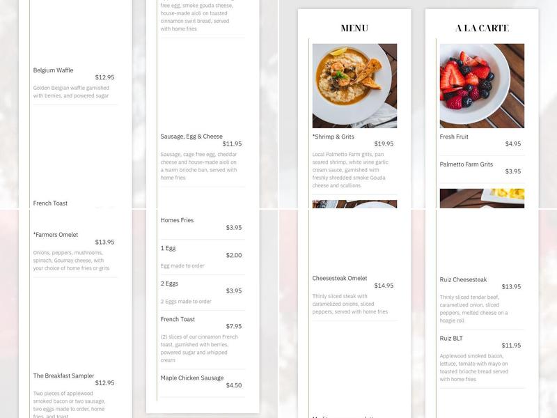 Breakfast At Ruiz Menu