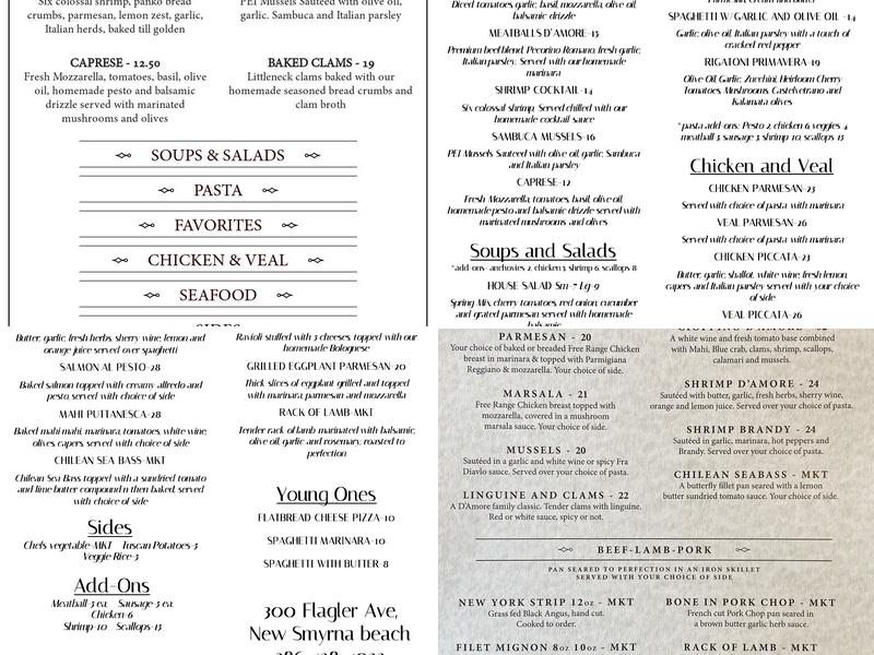 D'Amore's Ristorante Menu