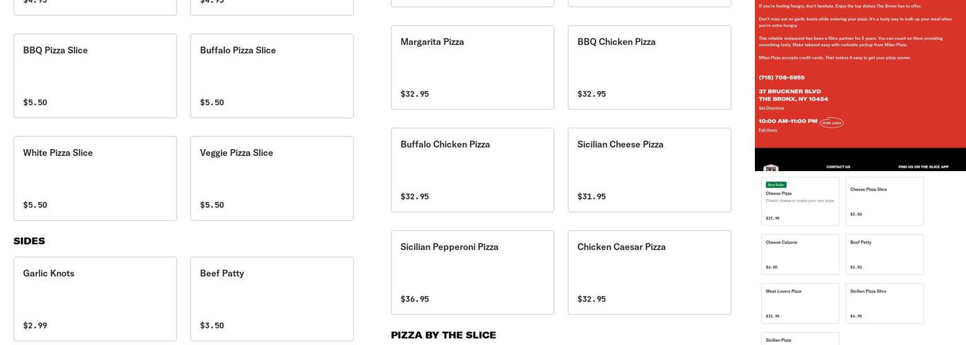 Bronx Slice Menu