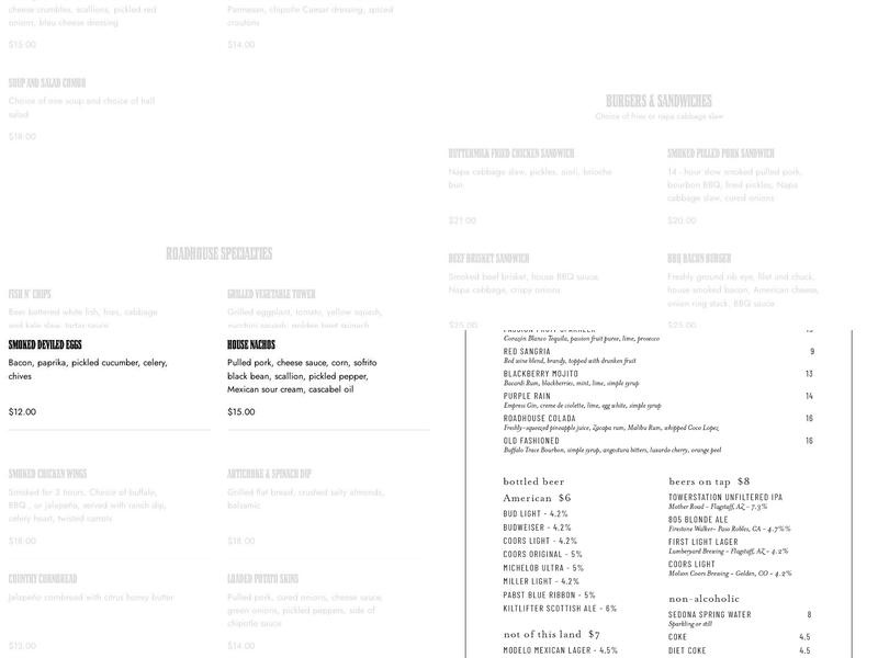 Stagecoach Menu