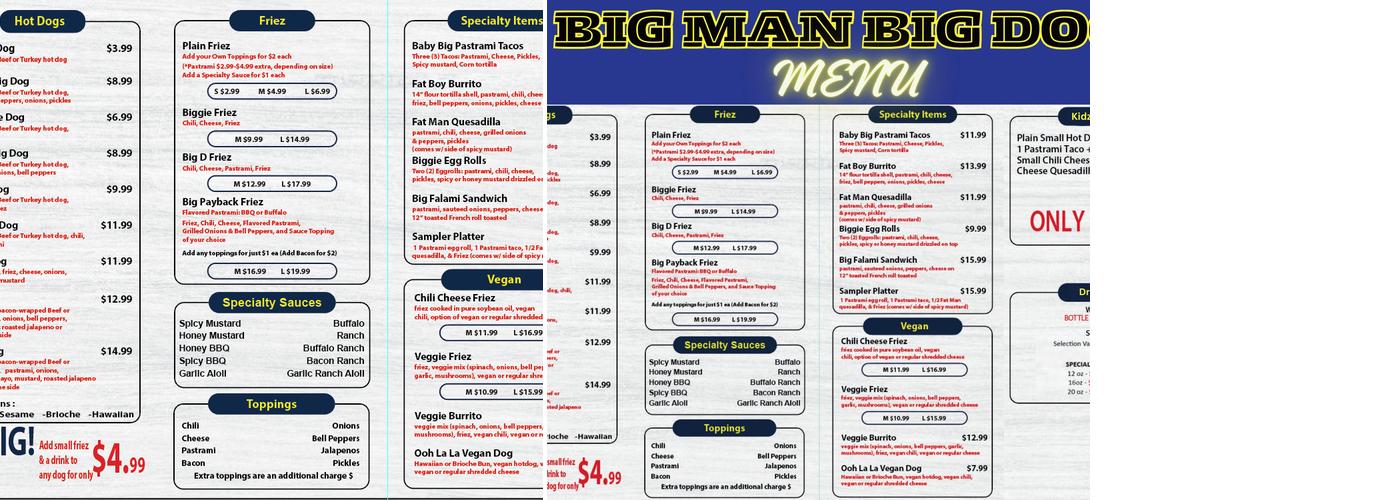 Big Man Big Dogz Menu