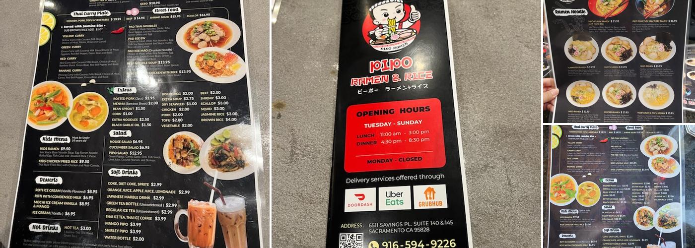 Pipo Ramen & Rice Menu