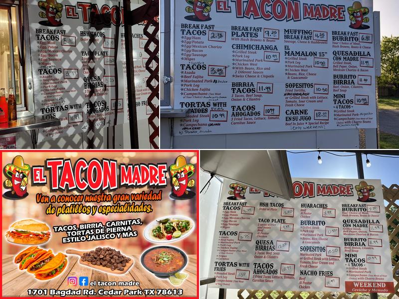 El tacón madre Menu