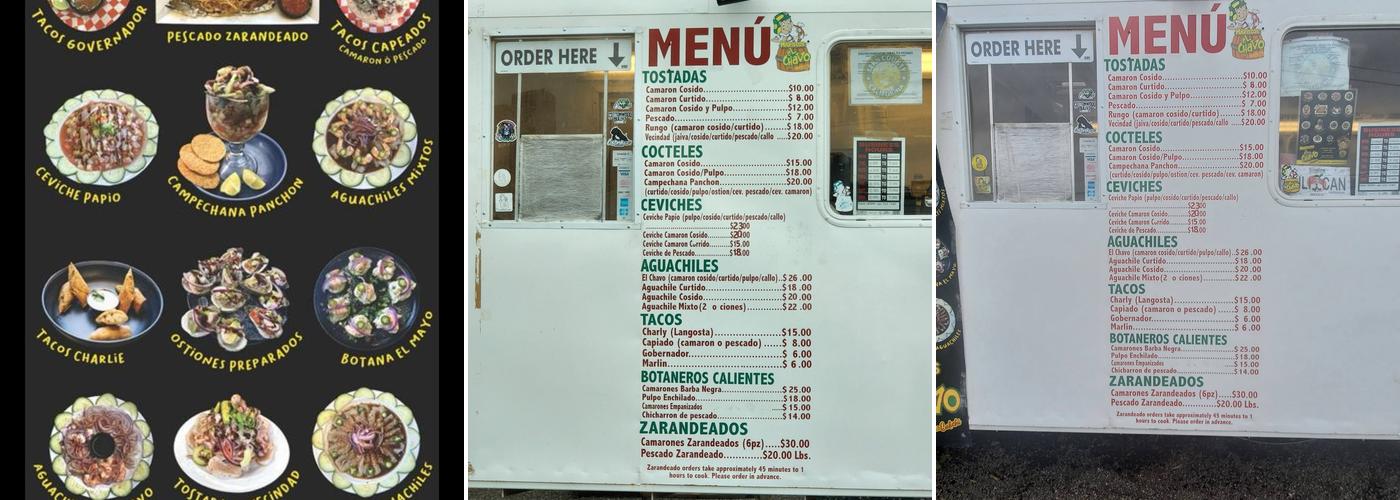 Mariscos el chavo Menu
