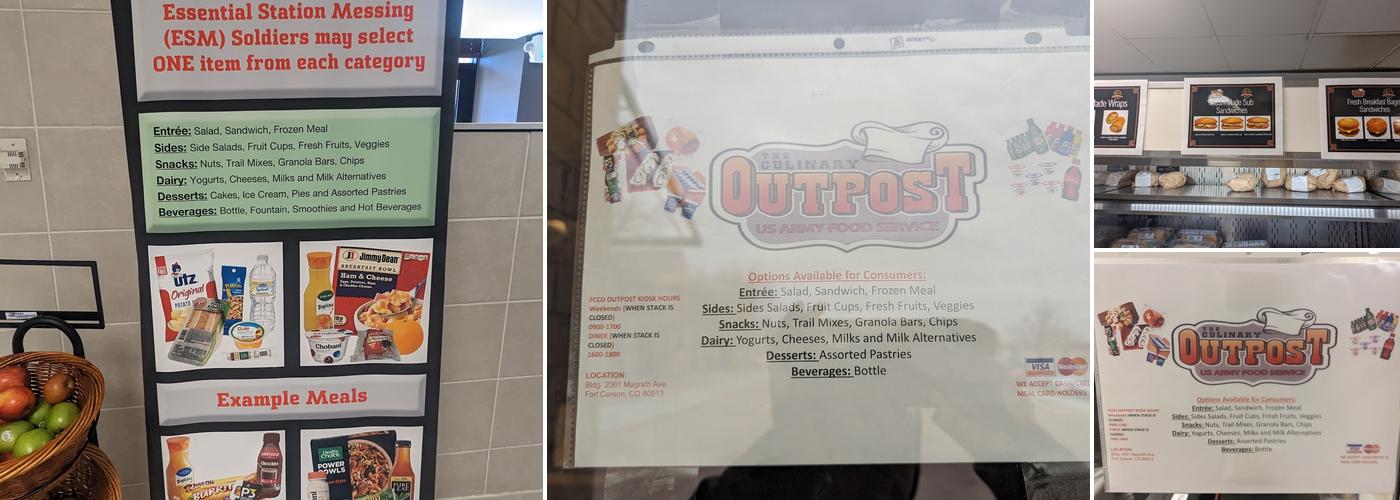 Fort Carson Culinary Outpost Menu