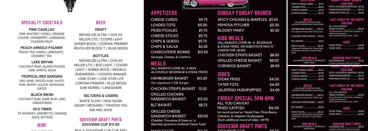 Cadillac Ranch Bar & Grill Menu