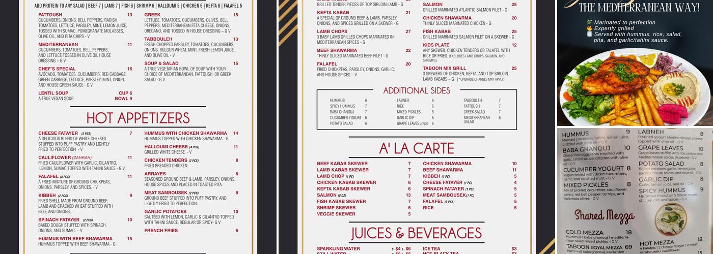 Taboon Express Los Alamitos Menu