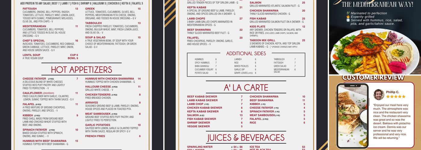 Taboon Express Los Alamitos Menu