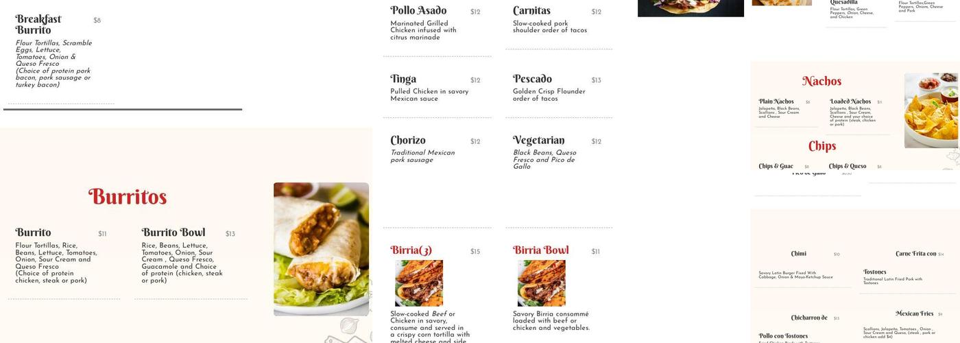 Domex Mexican Grill Menu