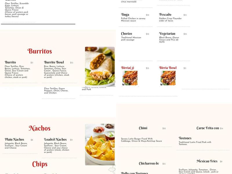 Domex Mexican Grill Menu