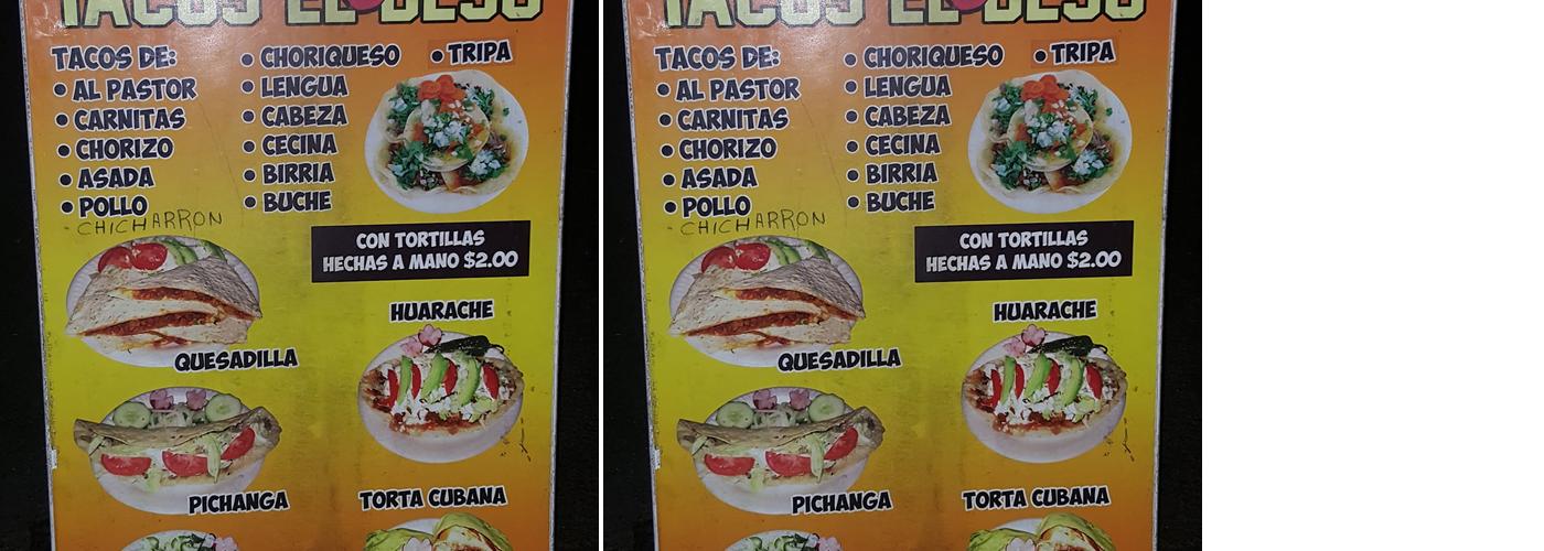 Tacos El Beso Menu