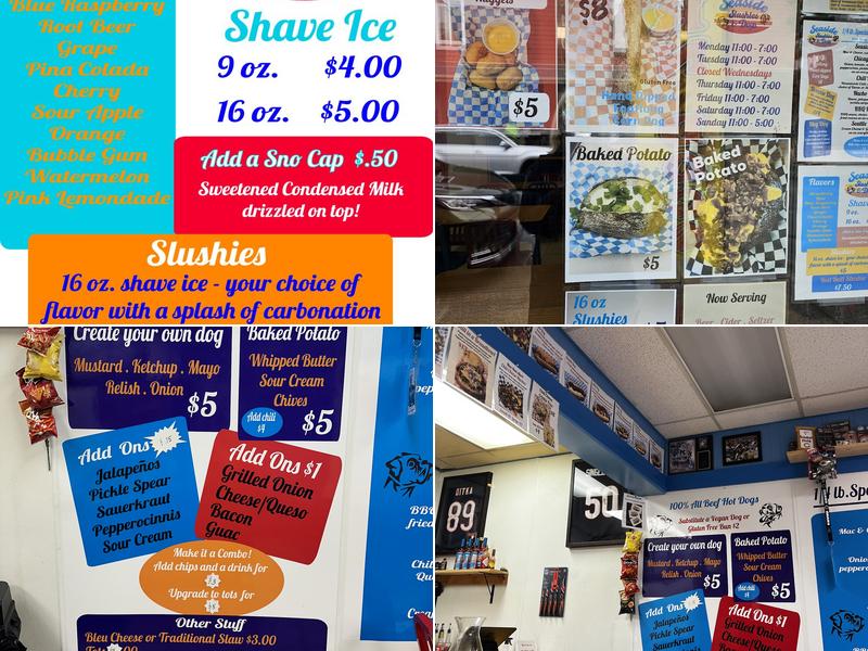 Seaside Slushies & Dogs Menu