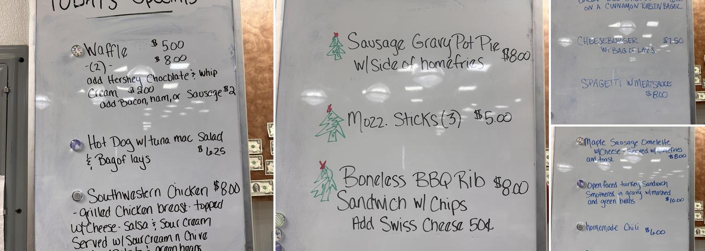 Open Road Cafe Menu