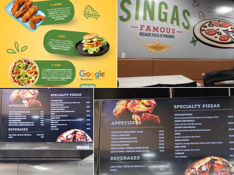 Singas Famous Pizza Menu
