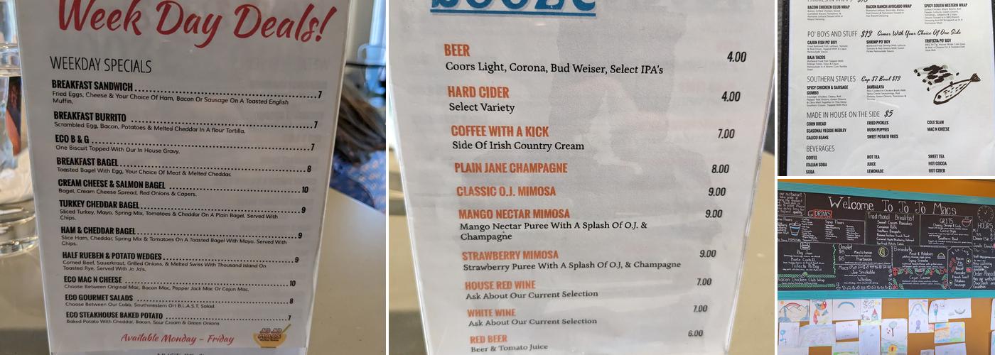 Jo Jo Macs Menu
