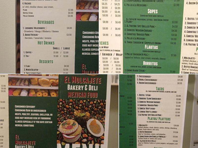 El Molcajete Bakery & Deli Menu