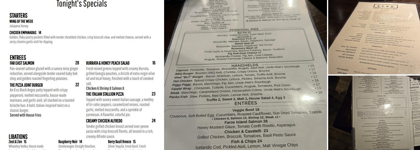 Echo Craft Kitchen Menu